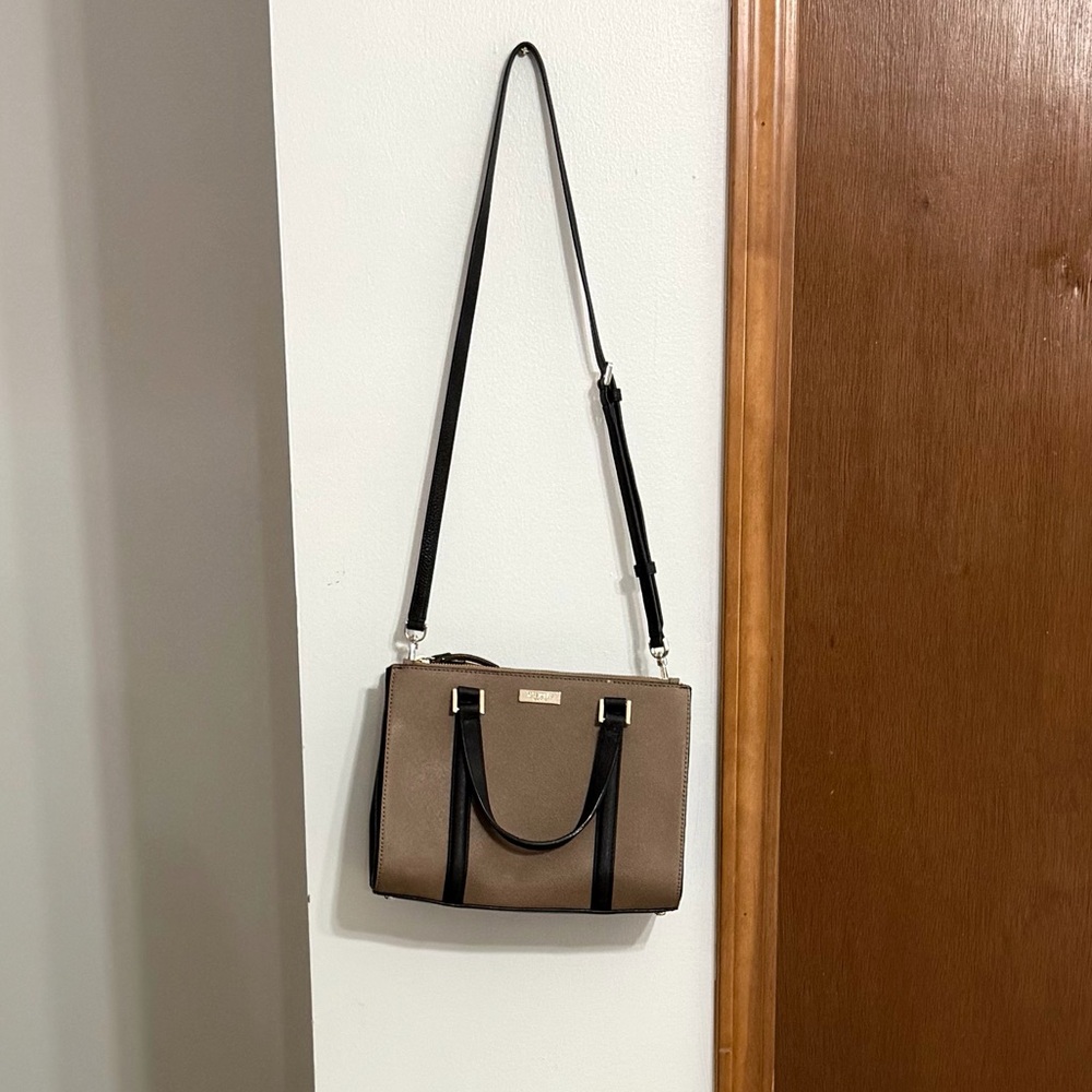 kate spade Taupe Crossbody Bag with Black Trim